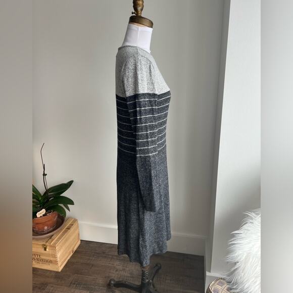 Ella Mara Anthropologie Gray Striped LS Sweater Dress Wm Small - Picture 3 of 8
